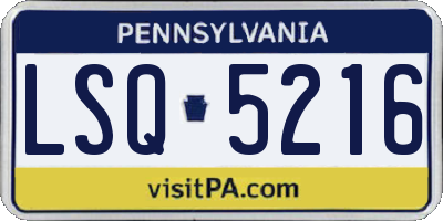 PA license plate LSQ5216
