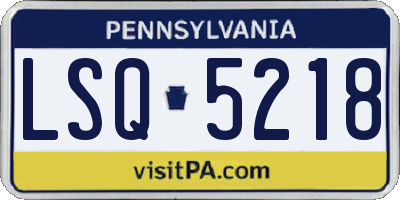 PA license plate LSQ5218
