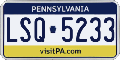 PA license plate LSQ5233