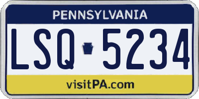 PA license plate LSQ5234
