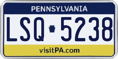PA license plate LSQ5238