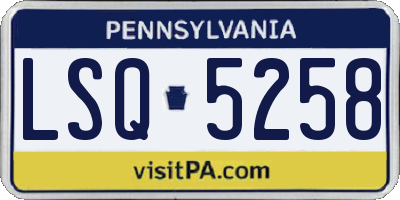 PA license plate LSQ5258