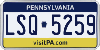 PA license plate LSQ5259