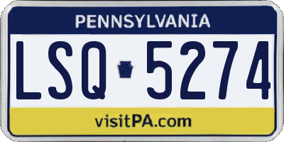PA license plate LSQ5274