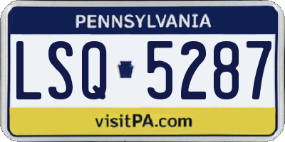 PA license plate LSQ5287