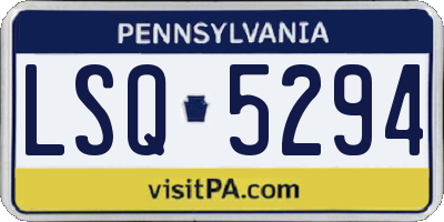 PA license plate LSQ5294