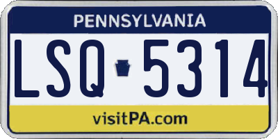 PA license plate LSQ5314
