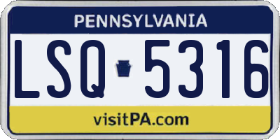 PA license plate LSQ5316