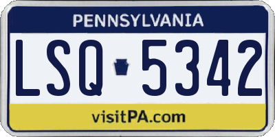 PA license plate LSQ5342