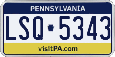 PA license plate LSQ5343