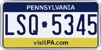 PA license plate LSQ5345