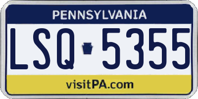 PA license plate LSQ5355