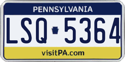 PA license plate LSQ5364