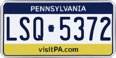 PA license plate LSQ5372