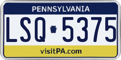 PA license plate LSQ5375