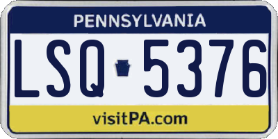 PA license plate LSQ5376