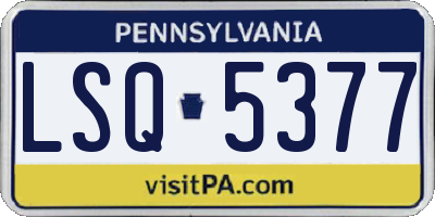 PA license plate LSQ5377