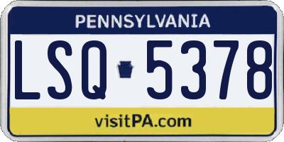 PA license plate LSQ5378