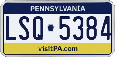 PA license plate LSQ5384