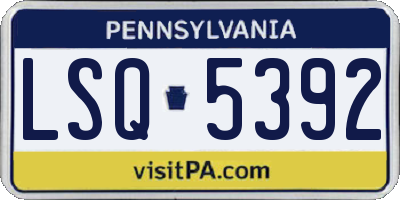 PA license plate LSQ5392
