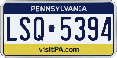PA license plate LSQ5394