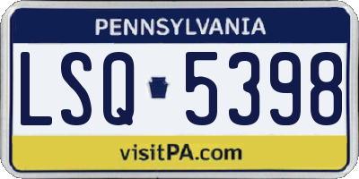 PA license plate LSQ5398
