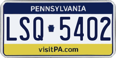 PA license plate LSQ5402