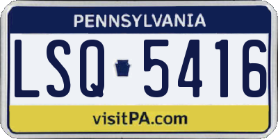 PA license plate LSQ5416