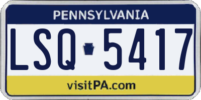 PA license plate LSQ5417