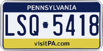 PA license plate LSQ5418