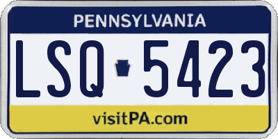 PA license plate LSQ5423