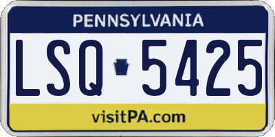 PA license plate LSQ5425