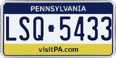 PA license plate LSQ5433