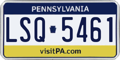 PA license plate LSQ5461