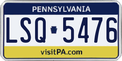 PA license plate LSQ5476
