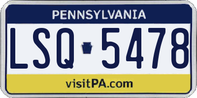 PA license plate LSQ5478