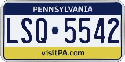 PA license plate LSQ5542
