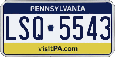 PA license plate LSQ5543