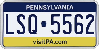 PA license plate LSQ5562