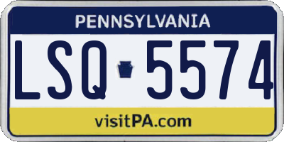 PA license plate LSQ5574