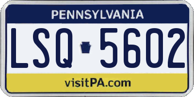 PA license plate LSQ5602