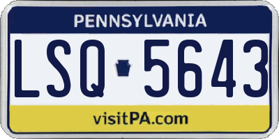PA license plate LSQ5643