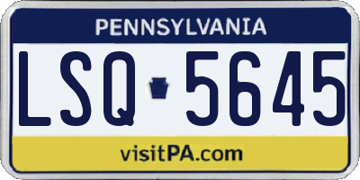 PA license plate LSQ5645