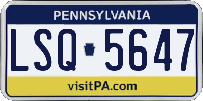 PA license plate LSQ5647