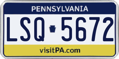 PA license plate LSQ5672