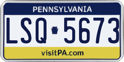PA license plate LSQ5673
