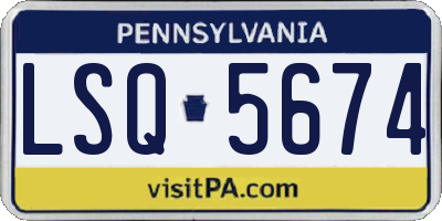 PA license plate LSQ5674