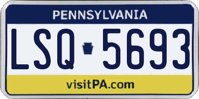 PA license plate LSQ5693