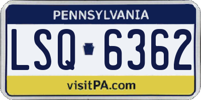 PA license plate LSQ6362