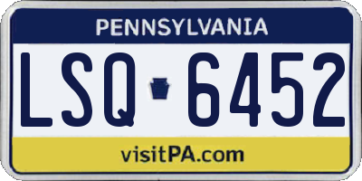 PA license plate LSQ6452
